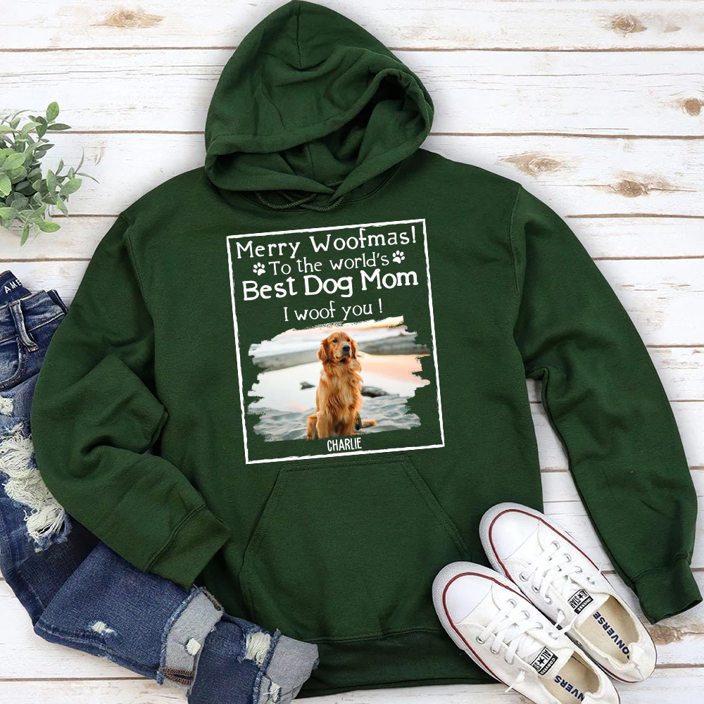 Woof Best Dog Dad Mom Ever Photo - Personalized Custom Hoodie - Image 4