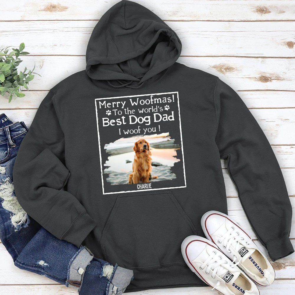 Woof Best Dog Dad Mom Ever Photo - Personalized Custom Hoodie - Image 5