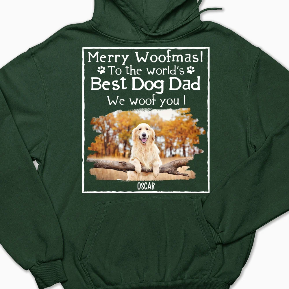 Woof Best Dog Dad Mom Ever Photo - Personalized Custom Hoodie - Image 9