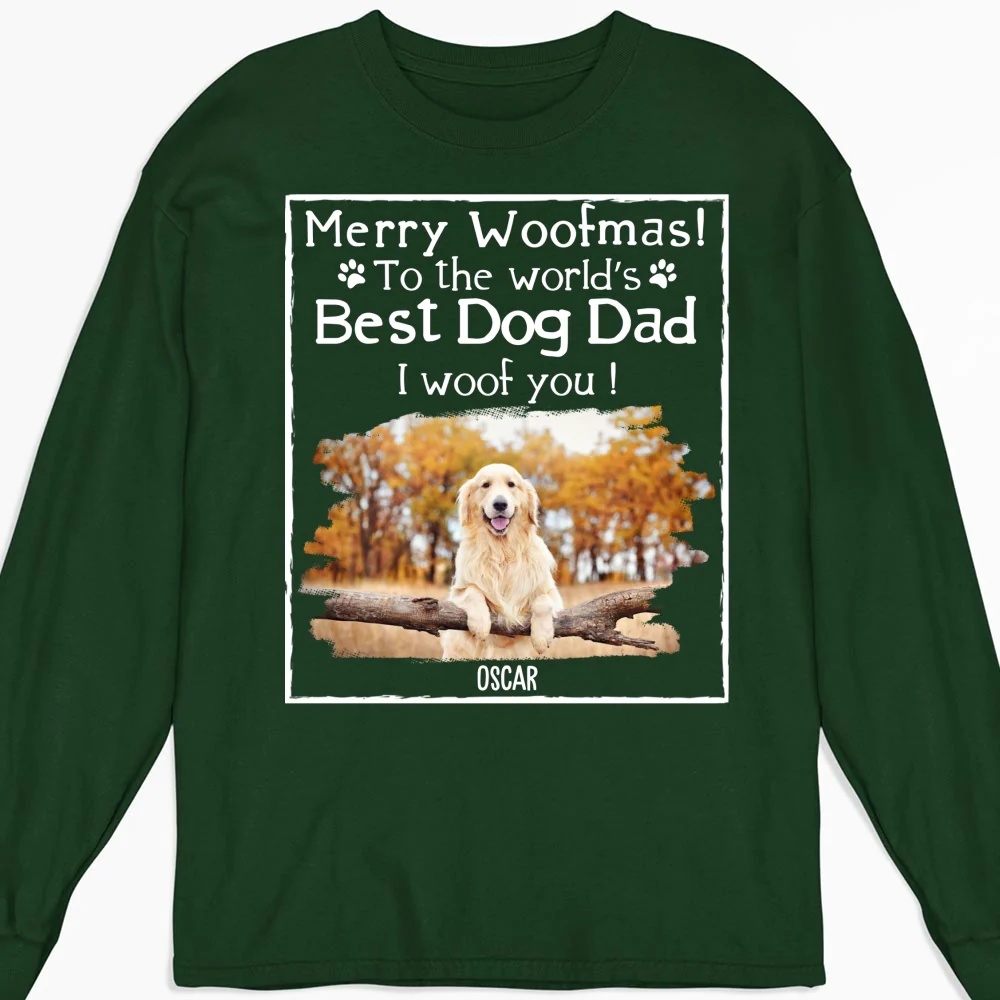 Woof Best Dog Dad Mom Ever Photo - Personalized Custom Long Sleeve T-shirt - Image 6