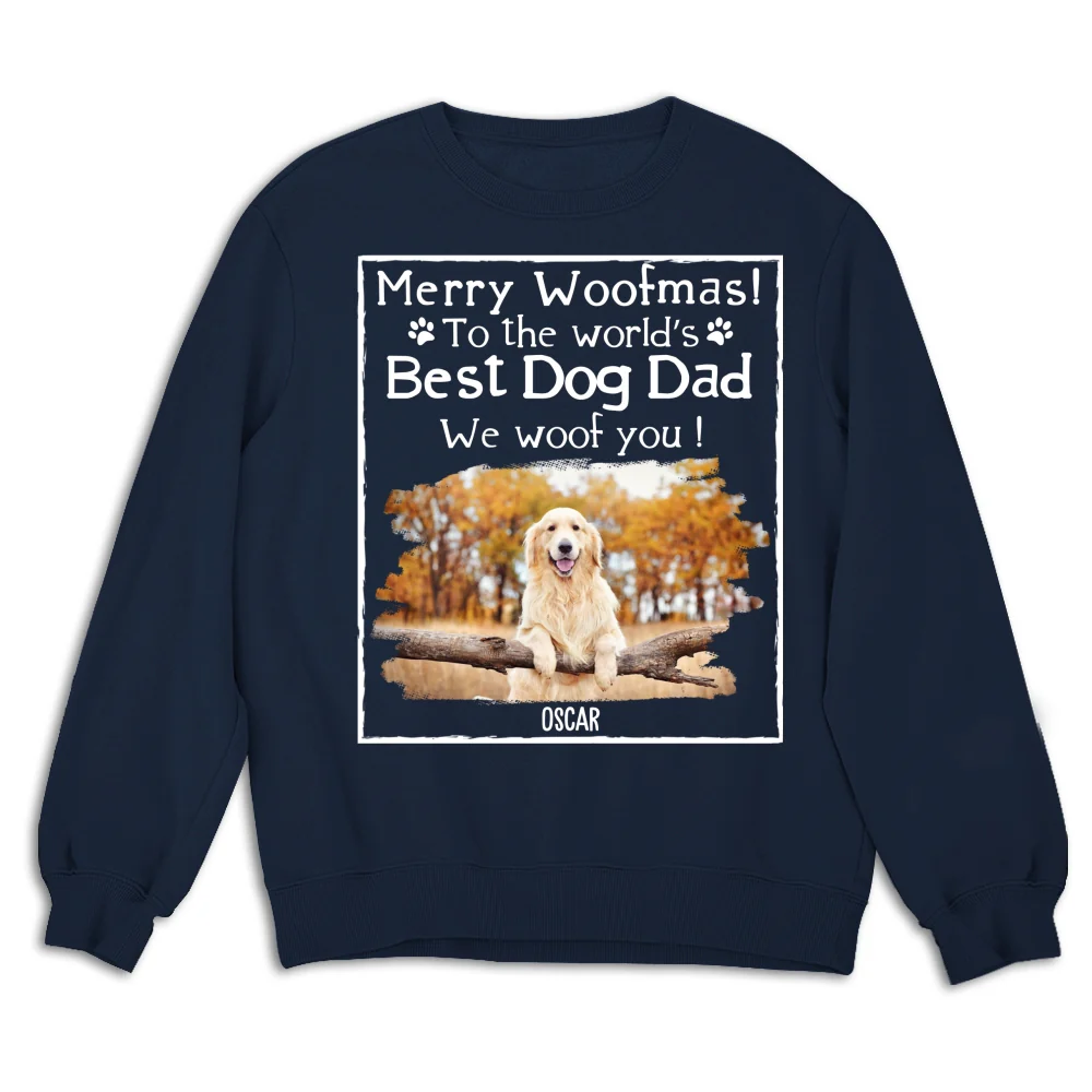 Woof Best Dog Dad Mom Ever Photo - Personalized Custom Sweatshirt - Image 6