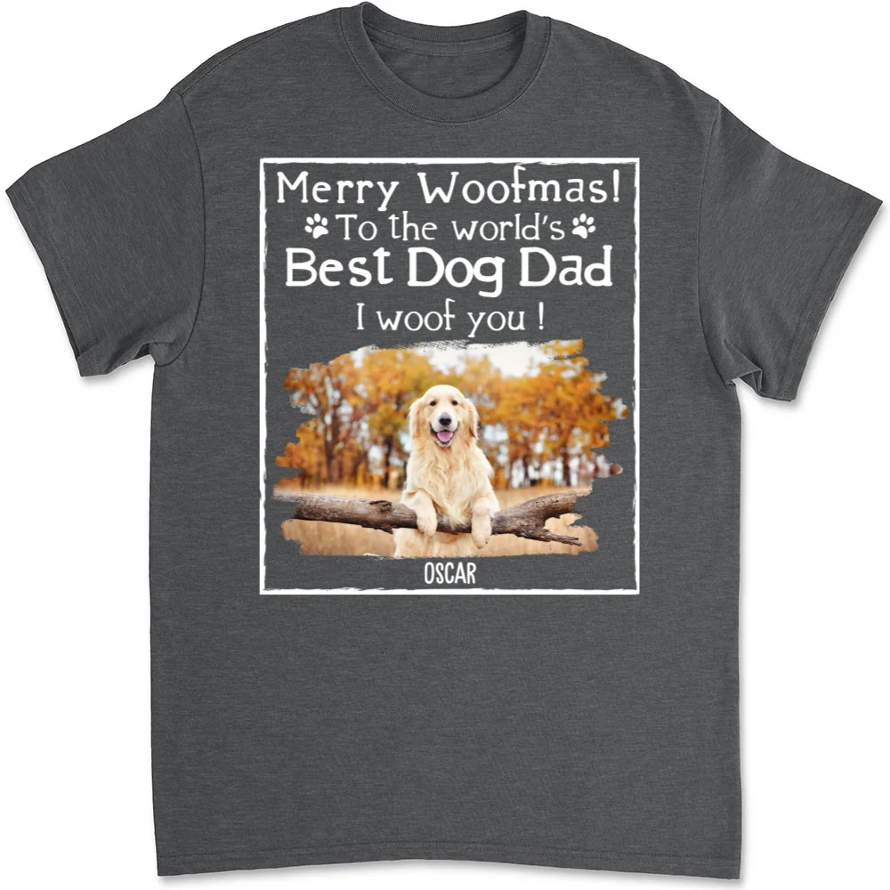 Woof Best Dog Dad Mom Ever Photo - Personalized Custom Unisex T-shirt - Image 10