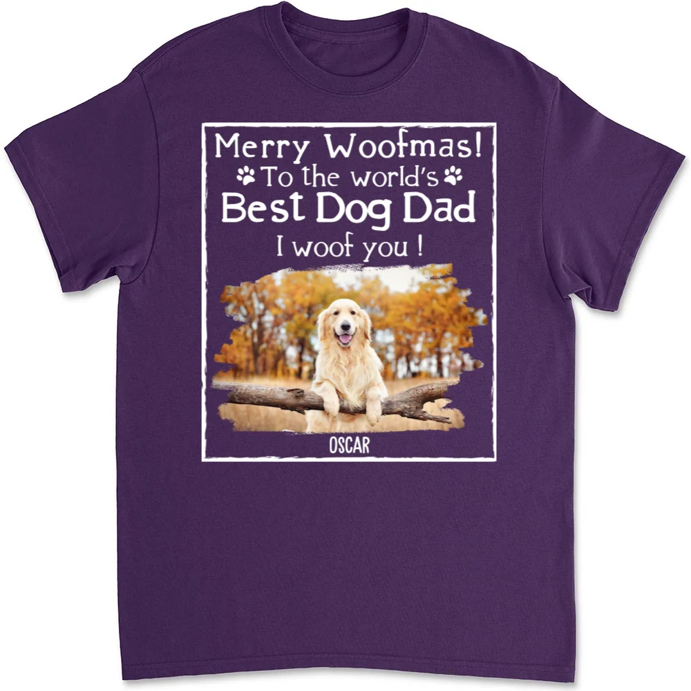 Woof Best Dog Dad Mom Ever Photo - Personalized Custom Unisex T-shirt - Image 9