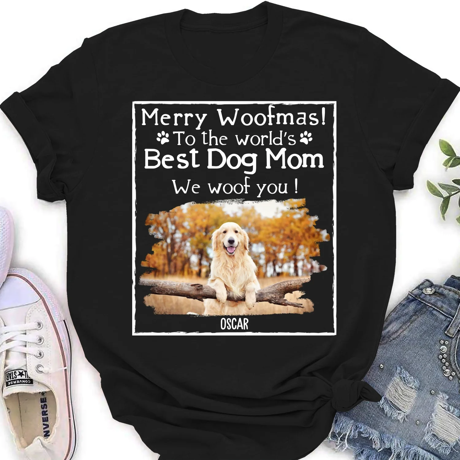 Woof Best Dog Dad Mom Ever Photo - Personalized Custom Women's T-shirt - Image 6