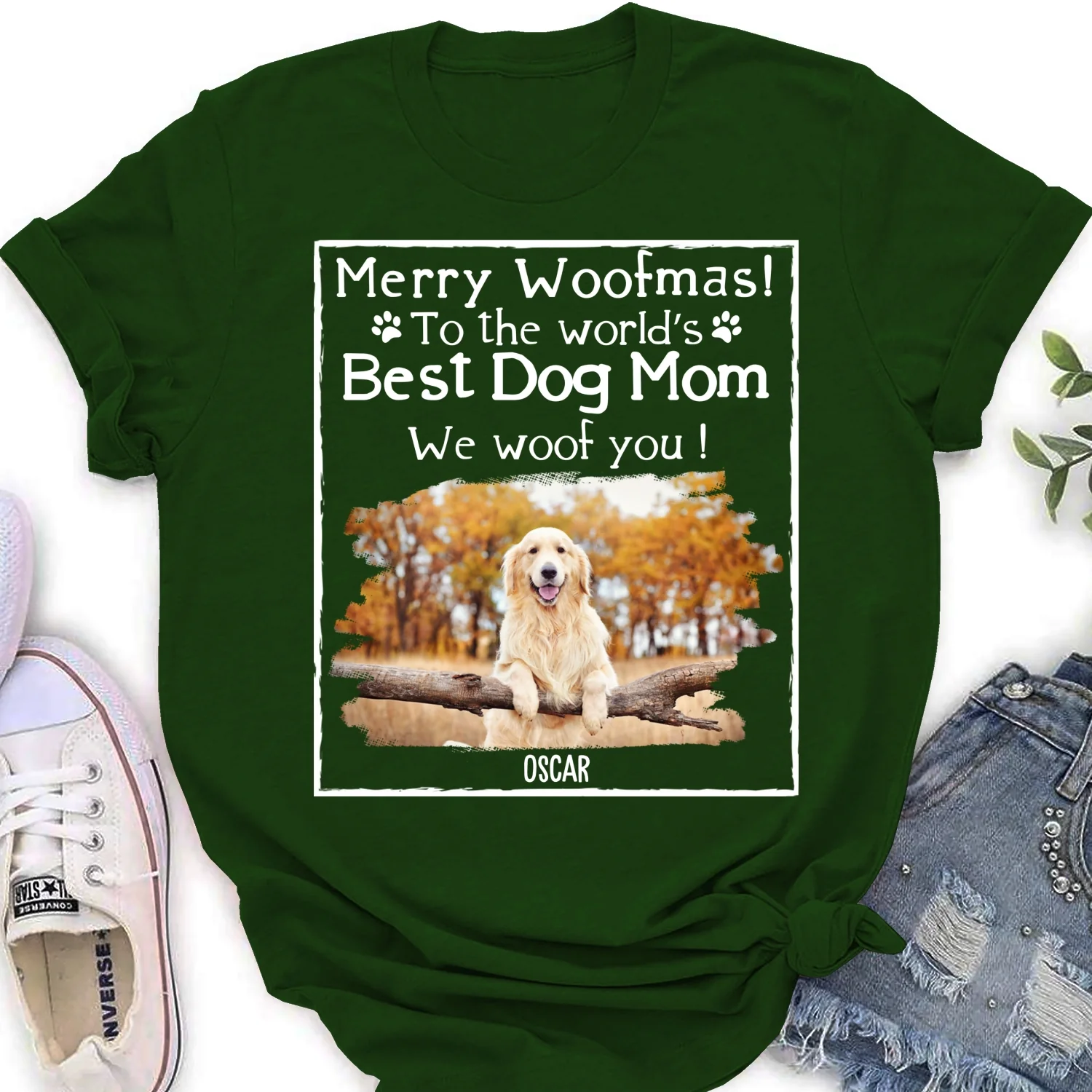 Woof Best Dog Dad Mom Ever Photo - Personalized Custom Women's T-shirt - Image 8