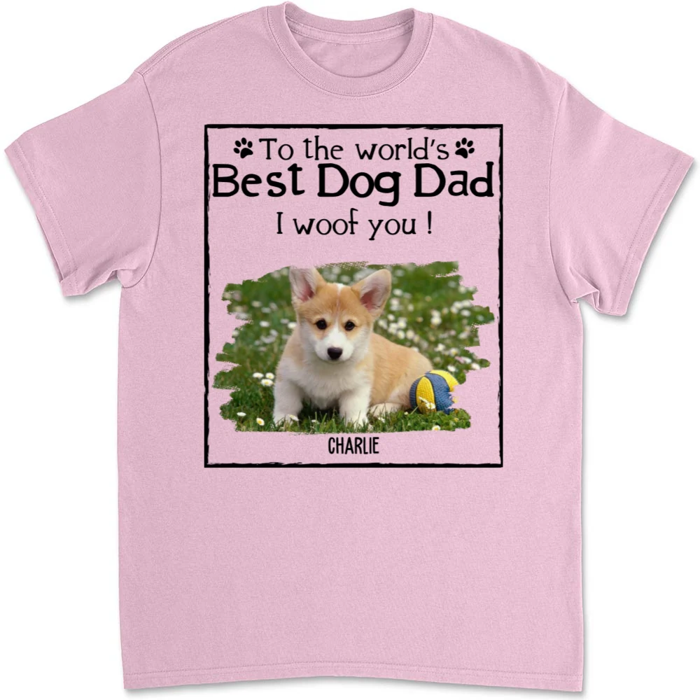 Woof Best Dog Mom Dad Cartoon Photo - Personalized Custom Unisex T-Shirt - Image 8