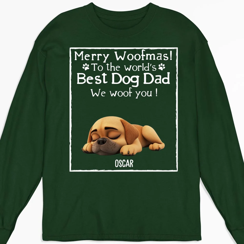 Woof Best Dog Mom Mum Cartoon - Personalized Custom Long Sleeve T-Shirt - Image 6