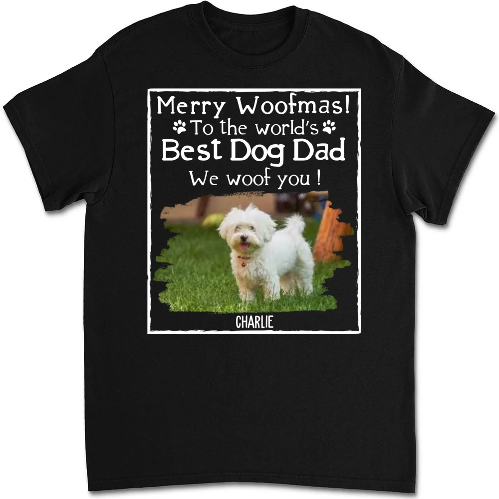 Woof Best Dog Mom Mum Cartoon Photo - Personalized Custom Unisex T-Shirt - Image 6