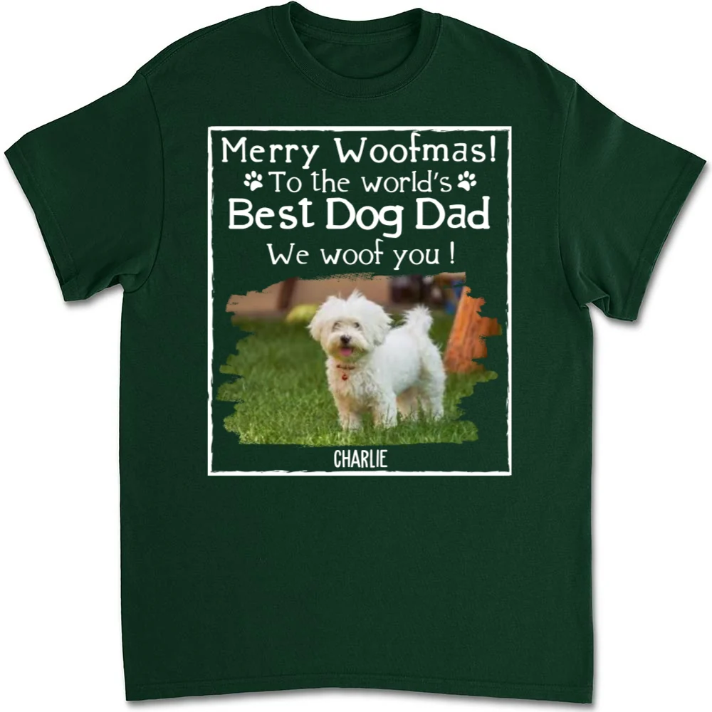 Woof Best Dog Mom Mum Cartoon Photo - Personalized Custom Unisex T-Shirt - Image 8