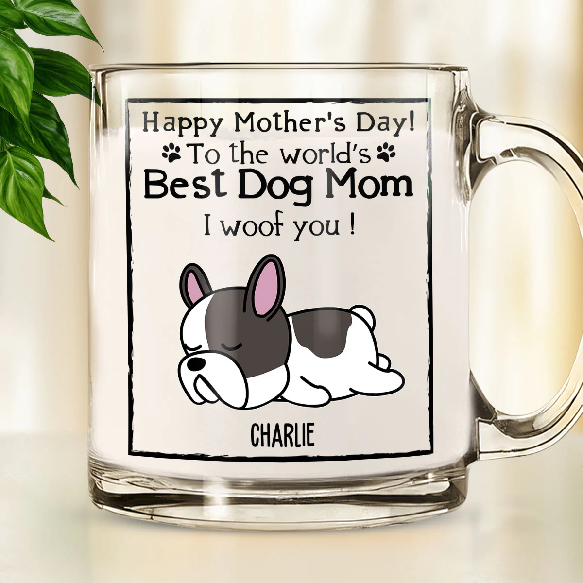 Woof Best Dog Mom - Personalized Custom Glass Mug