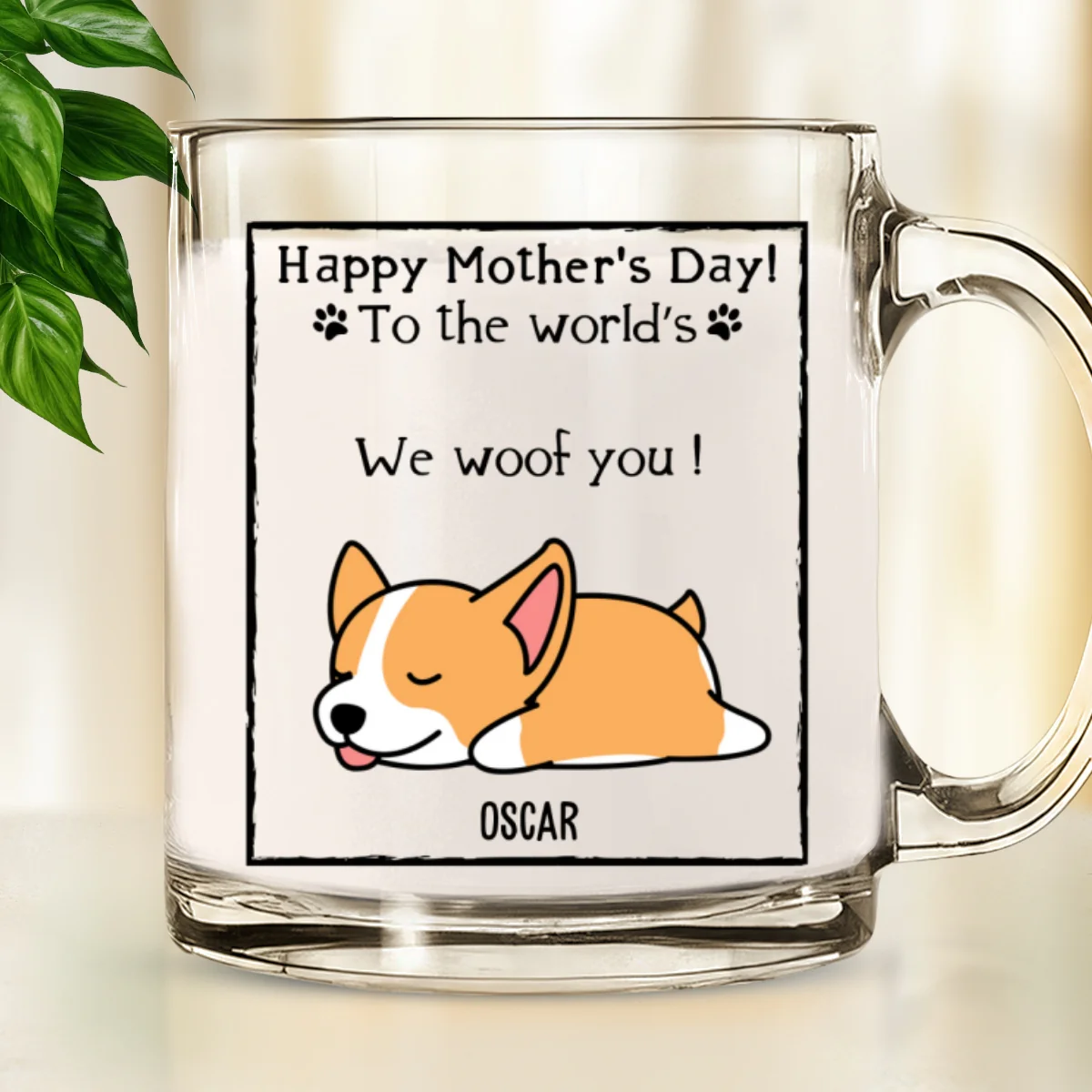 Woof Best Dog Mom - Personalized Custom Glass Mug - Image 6