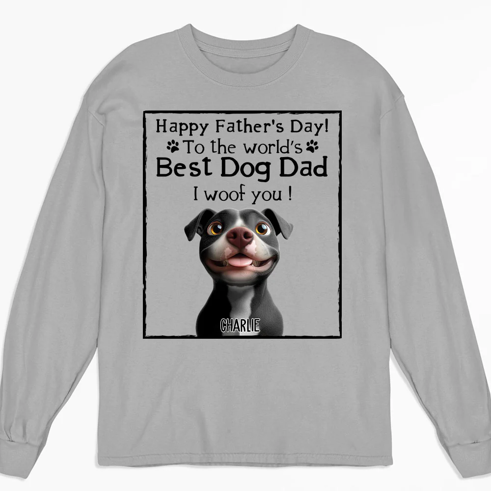 Woof Best Dog Parent Cartoon - Personalized Custom Long Sleeve T-Shirt
