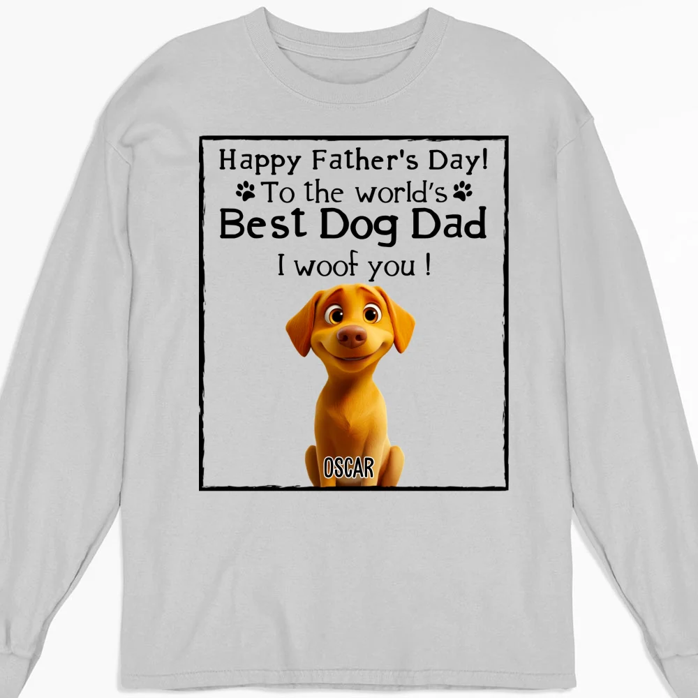 Woof Best Dog Parent Cartoon - Personalized Custom Long Sleeve T-Shirt - Image 4