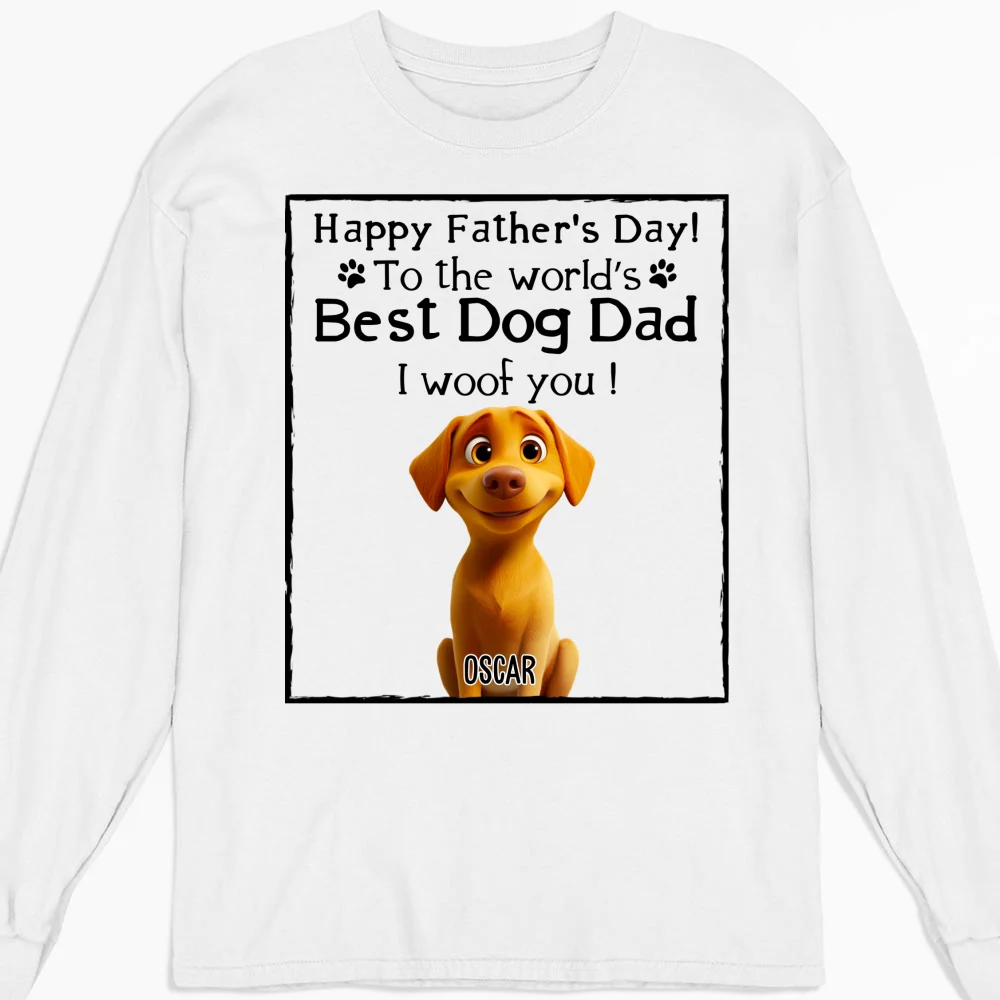 Woof Best Dog Parent Cartoon - Personalized Custom Long Sleeve T-Shirt - Image 5