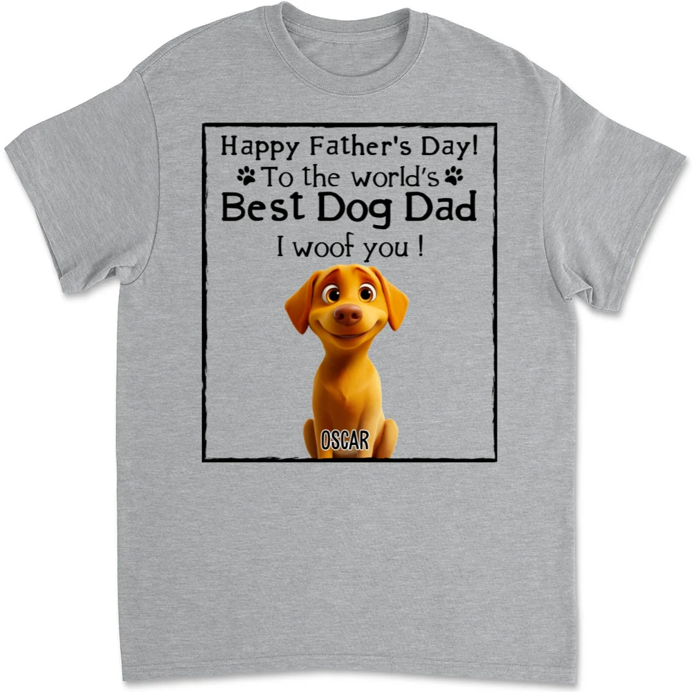 Woof Best Dog Parent Cartoon - Personalized Custom Unisex T-Shirt - Image 5