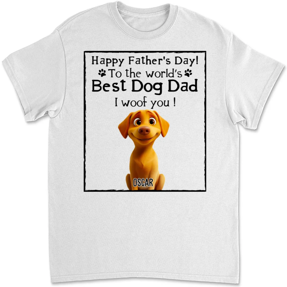Woof Best Dog Parent Cartoon - Personalized Custom Unisex T-Shirt - Image 6