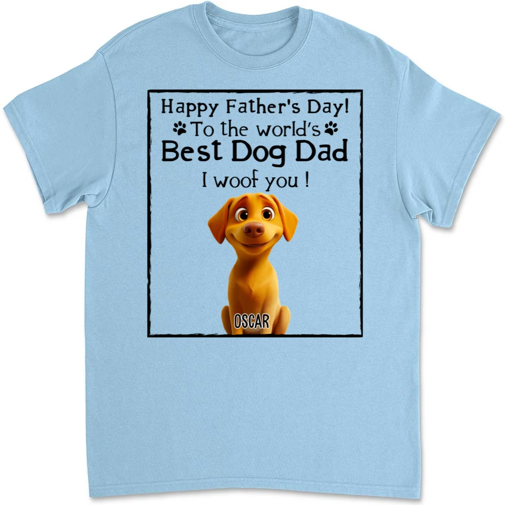 Woof Best Dog Parent Cartoon - Personalized Custom Unisex T-Shirt - Image 7