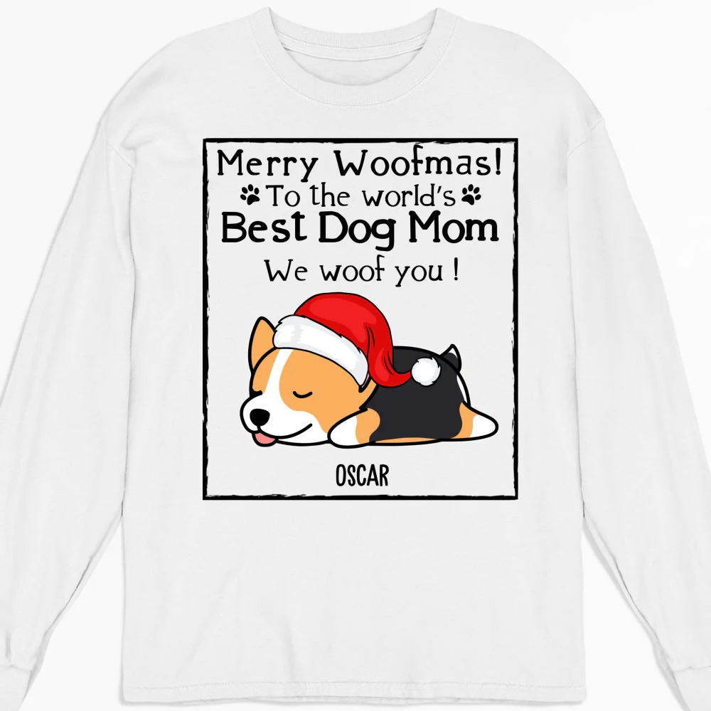 Woof Dog Dad Mom Christmas - Personalized Custom Long Sleeve - Image 7