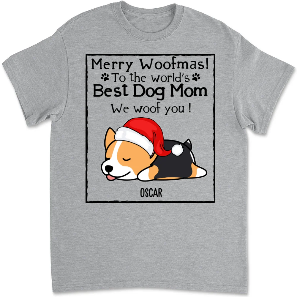 Woof Dog Dad Mom Christmas - Personalized Custom Unisex T-shirt - Image 7