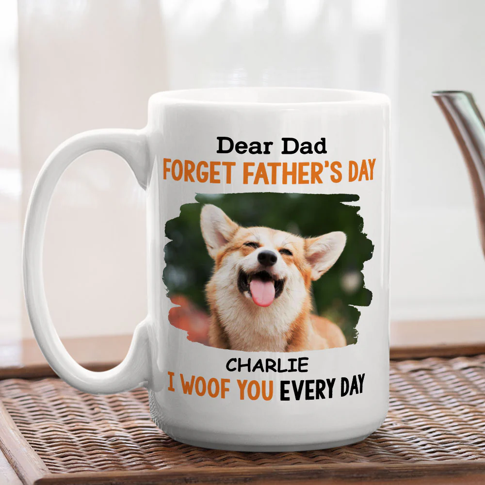 Woof Every Day Photo - Personalized Custom Coffee Mug - Image 3