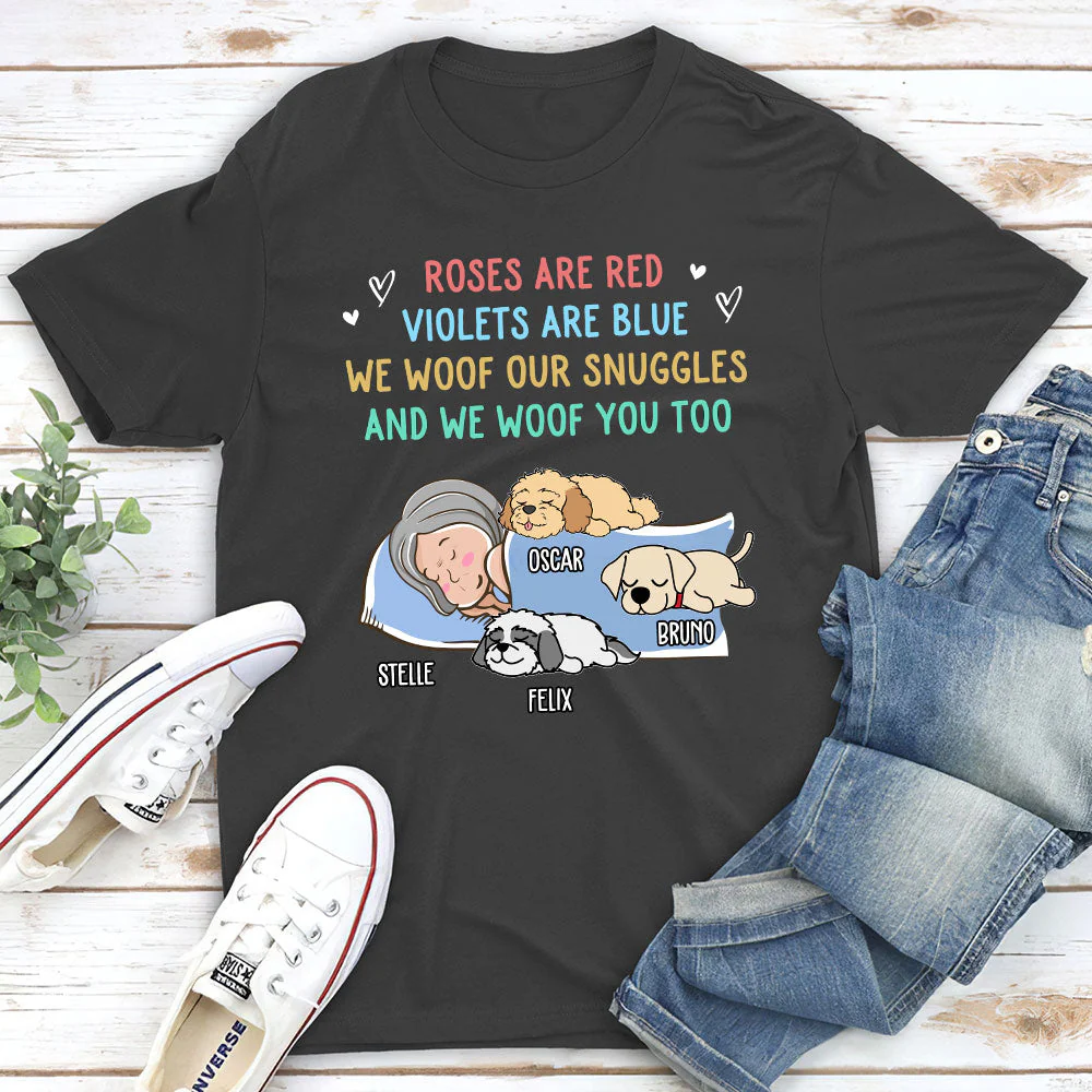 Woof Snuggles - Personalized Custom Unisex T-shirt - Image 5