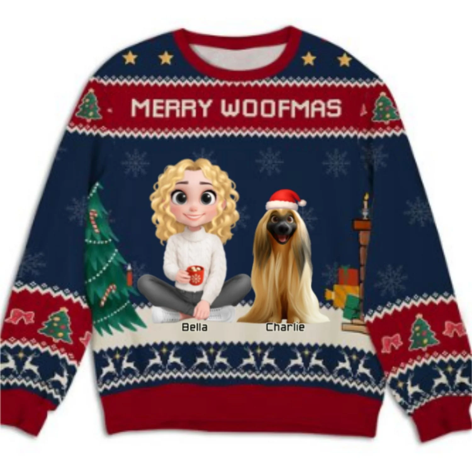 Woof You A Merry Christmas Ver Pet - Personalized Custom All-Over-Print Sweatshirt - Image 7