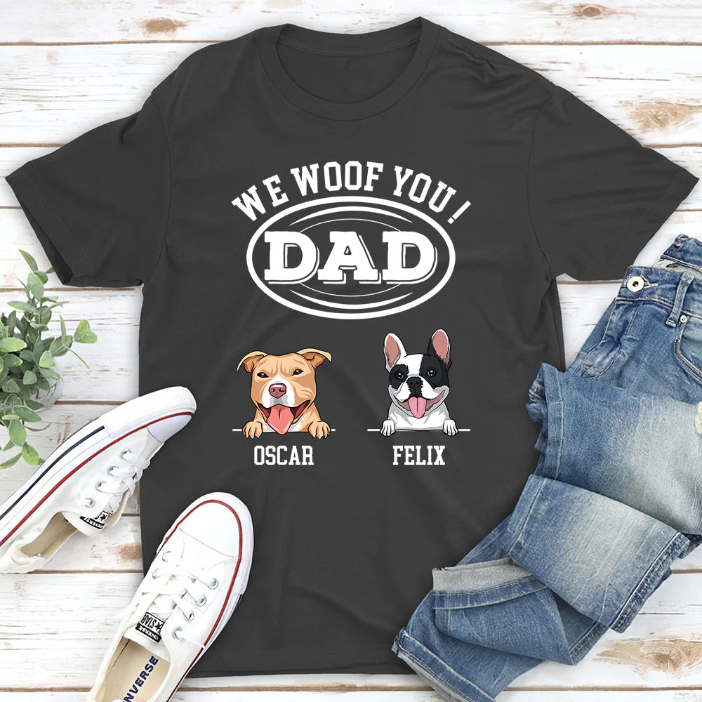 Woof You, Dad - Personalized Custom Premium T-shirt - Image 4