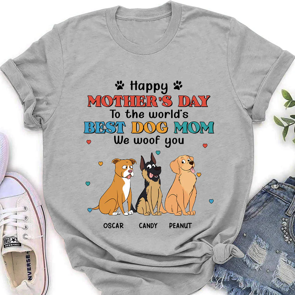 Woof You Dog Mom - Personalized Custom Women's T-shirt - Image 3