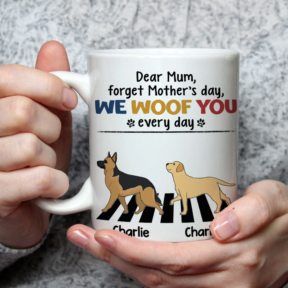 Woof You Every Day Walking Dog - Personalized Custom Coffee Mug - Image 6