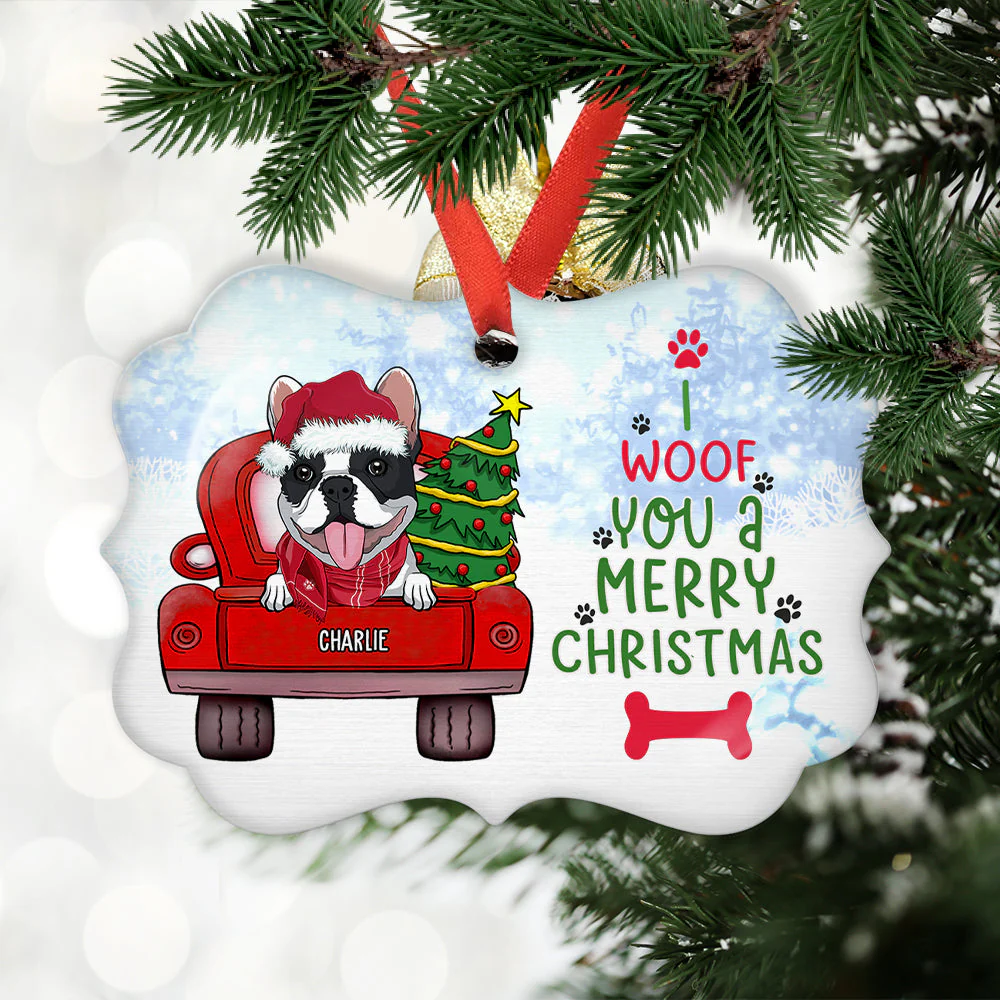 Woof You Merry Christmas - Personalized Custom Aluminum Ornament - Image 2