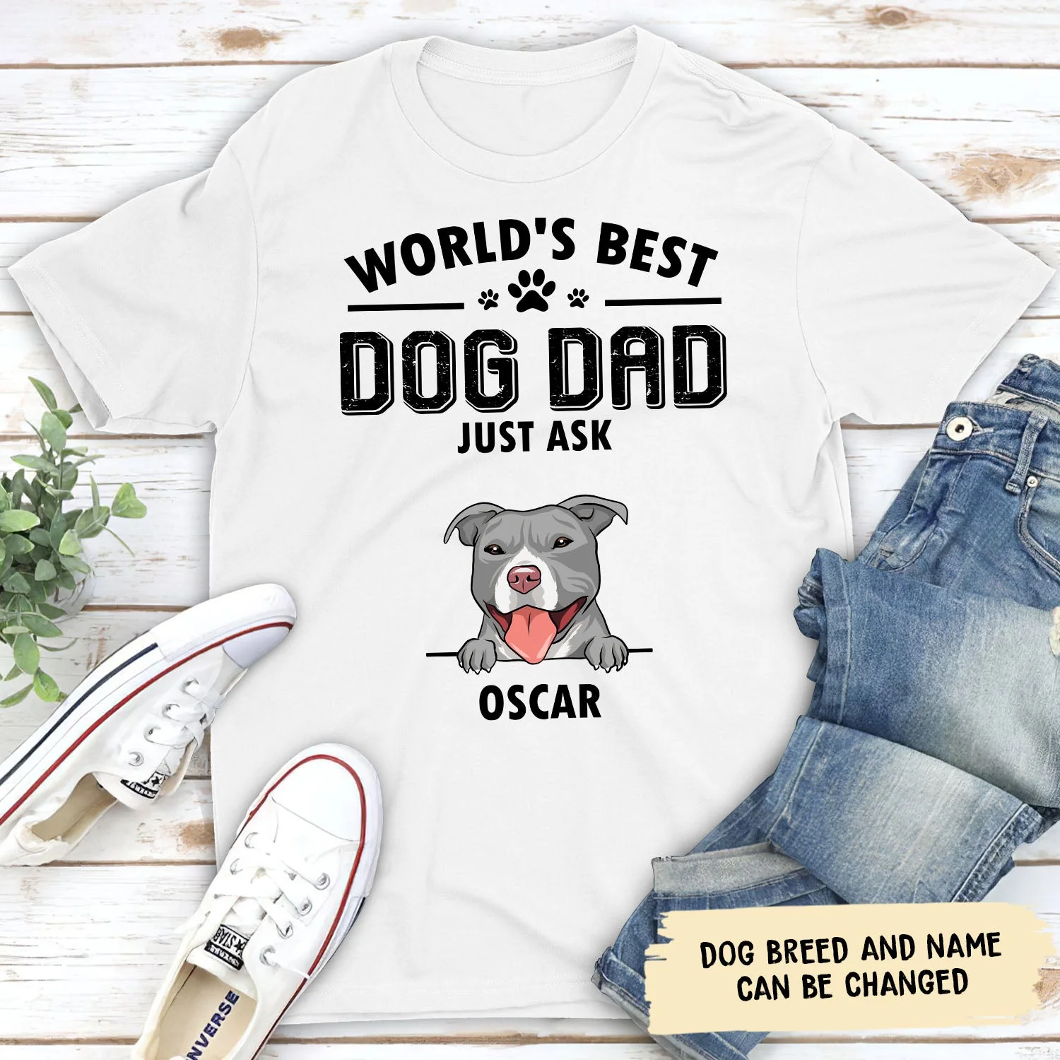 World's Best Dog Dad 1 - Personalized Custom Unisex T-shirt - Image 3