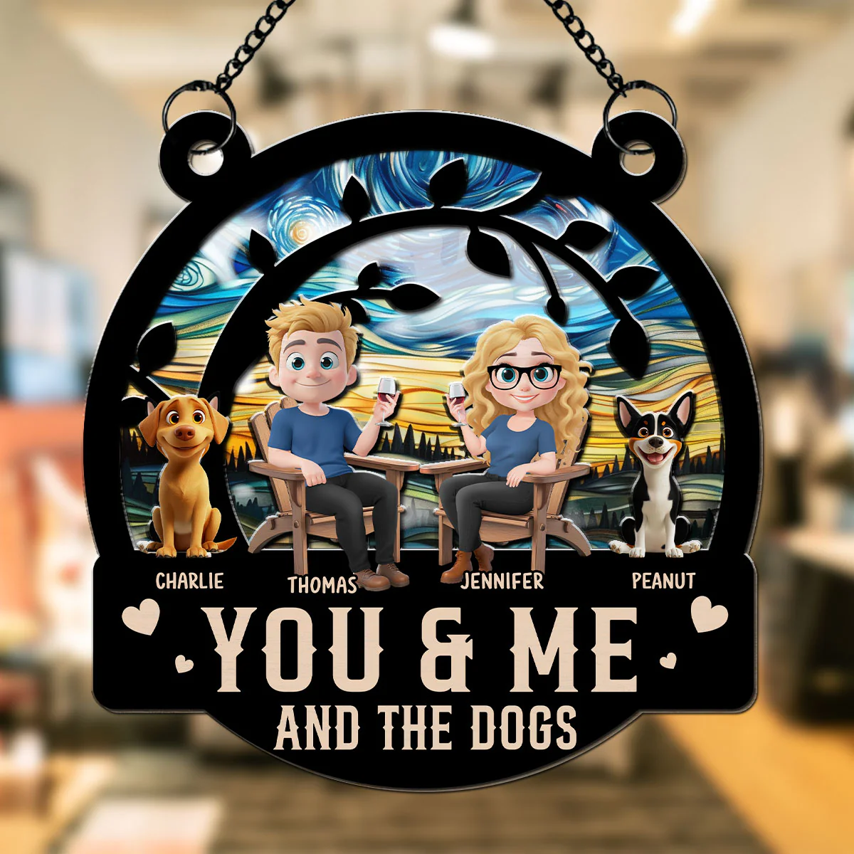 You And Me And The Dog - Personalized Custom Suncatcher - Image 2