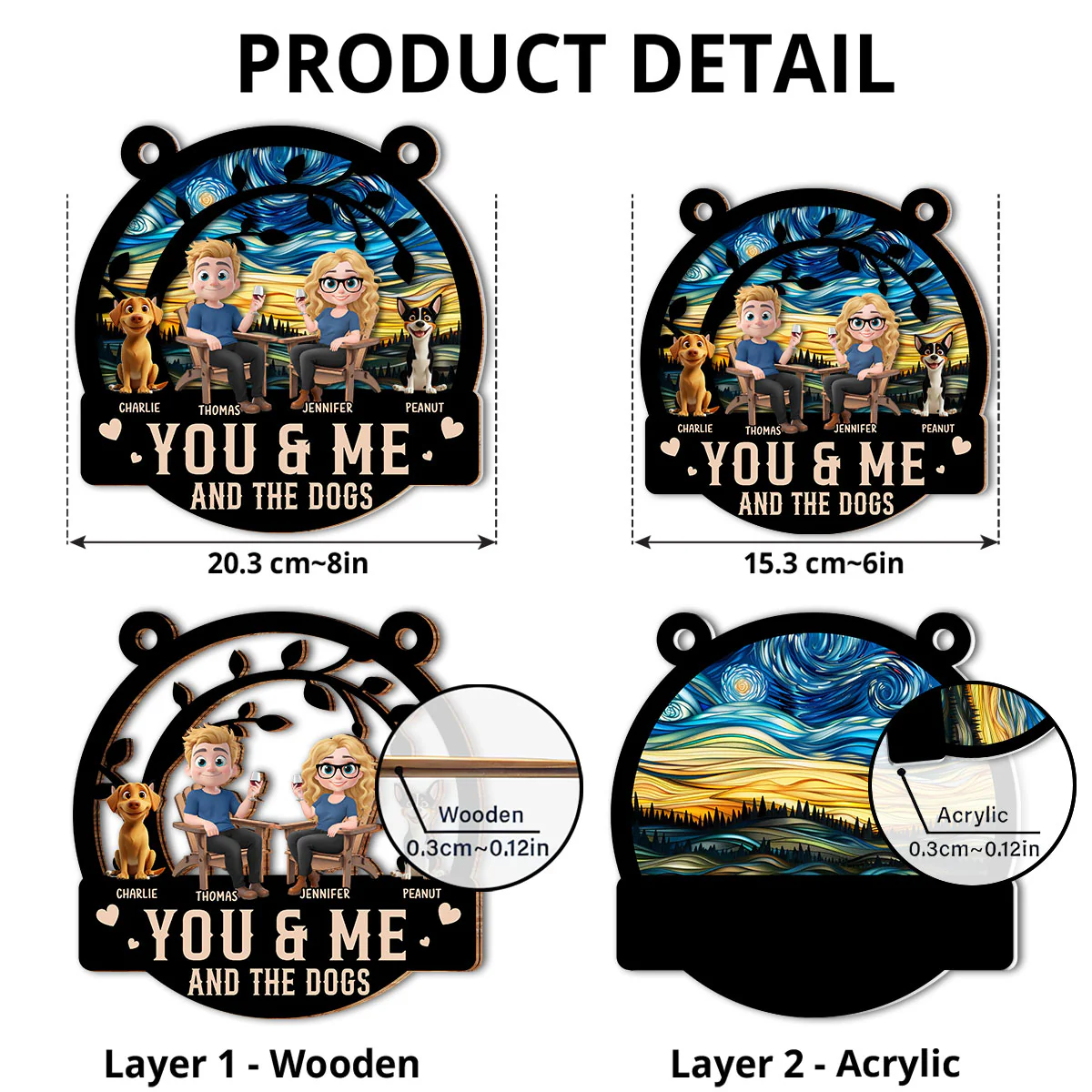 You And Me And The Dog - Personalized Custom Suncatcher - Image 5