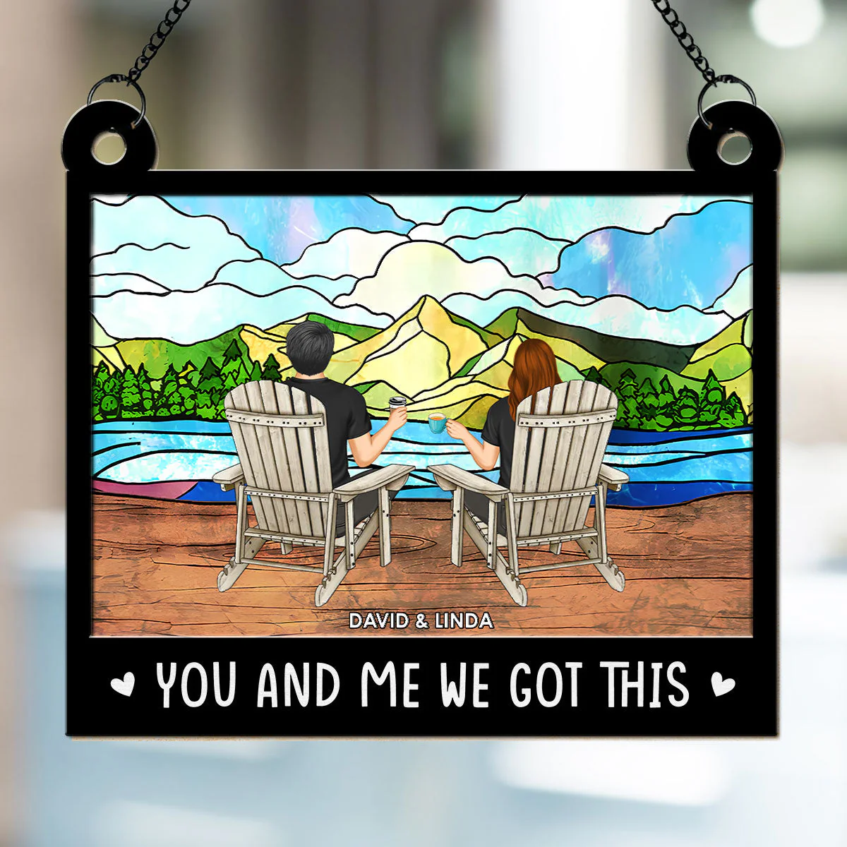 You And Me And The Dogs - Personalized Custom Suncatcher - Image 2