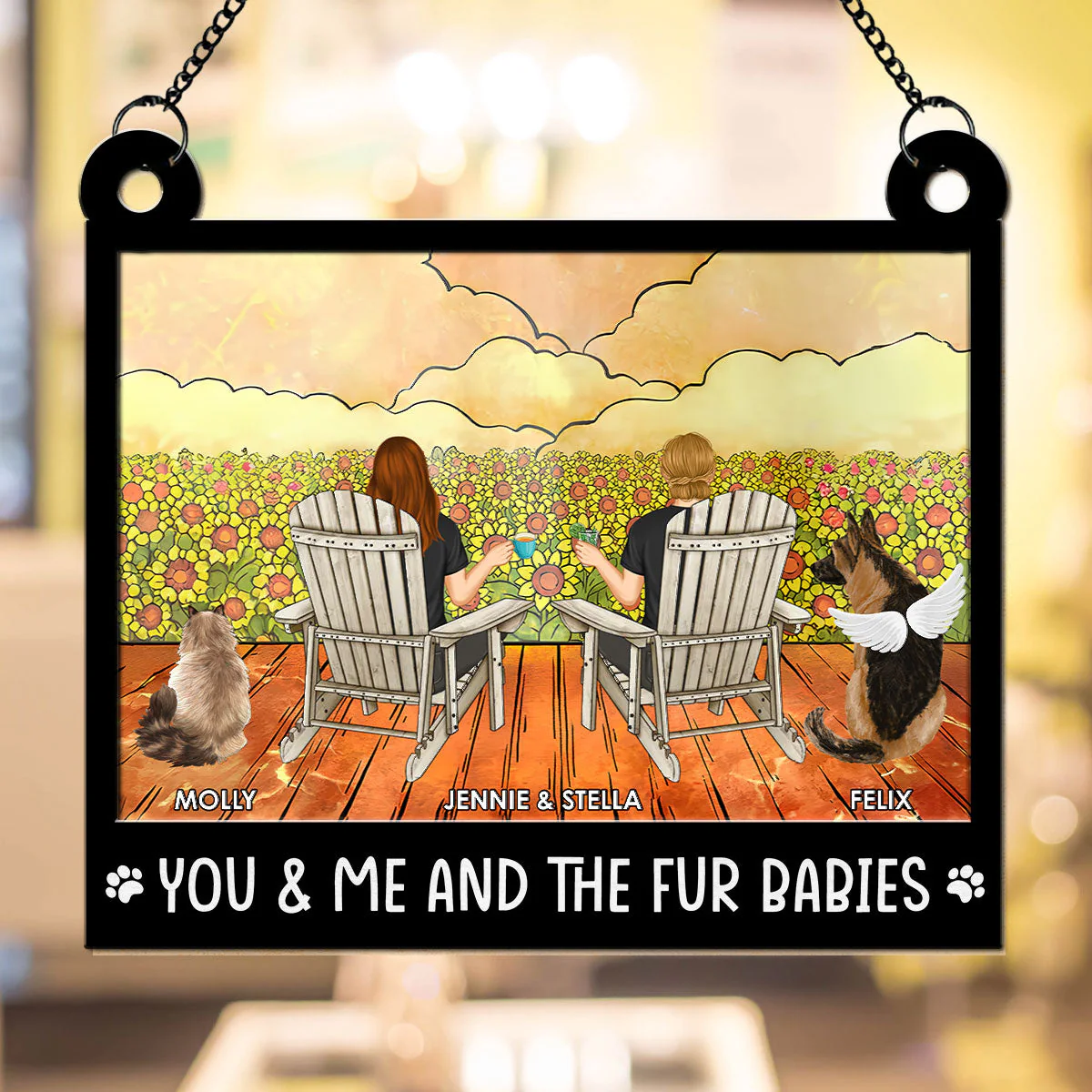 You And Me And The Dogs - Personalized Custom Suncatcher - Image 3