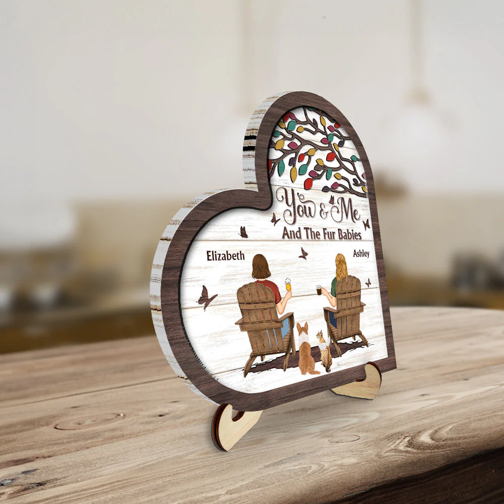 You And Me And The Fur Babies - Personalized Wooden Plaque - Image 5