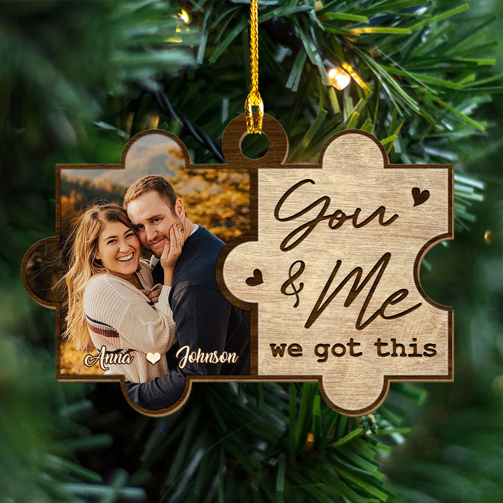 You And Me Piece - Personalized Custom 1-layered Wood Ornament - Image 2