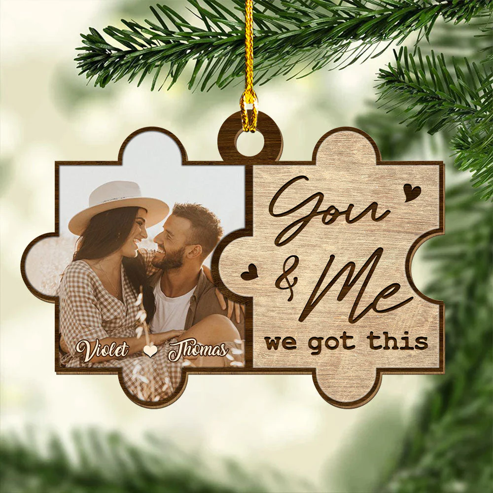 You And Me Piece - Personalized Custom 1-layered Wood Ornament - Image 3