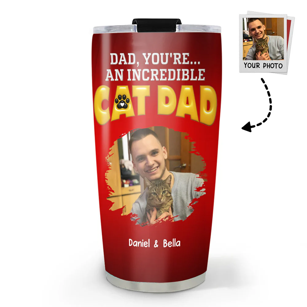 You Are An Awesome Cat Dad Ver Photo - Personalized Custom 3D Inflated Effect Tumbler