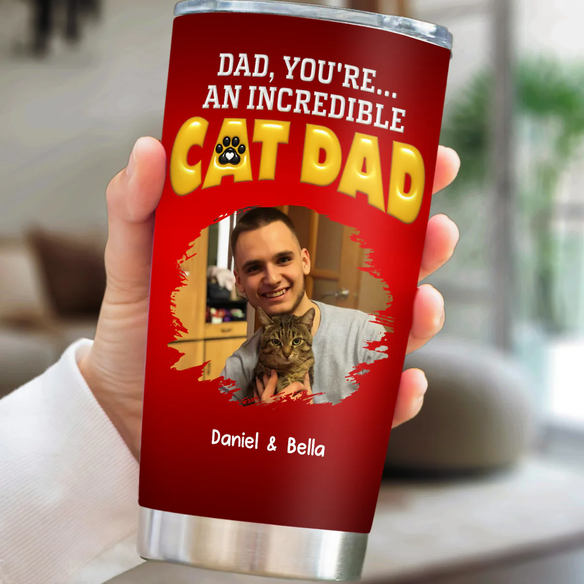 You Are An Awesome Cat Dad Ver Photo - Personalized Custom 3D Inflated Effect Tumbler - Image 2