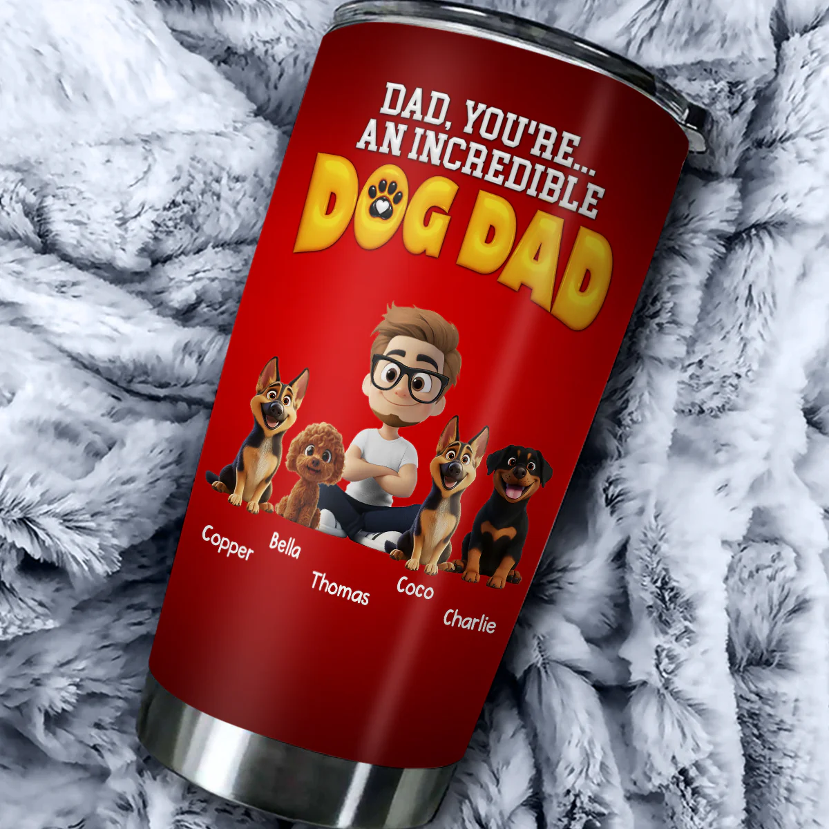 You Are An Awesome Dog Dad - Personalized Custom 3D Inflated Effect Tumbler - Image 4