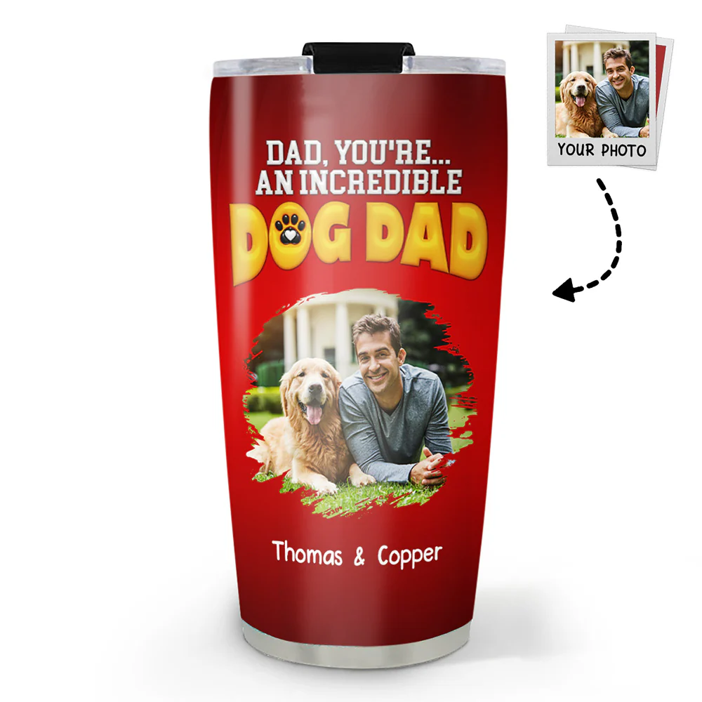 You Are An Awesome Dog Dad Ver Photo - Personalized Custom 3D Inflated Effect Tumbler