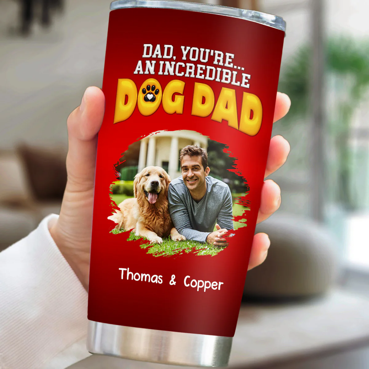 You Are An Awesome Dog Dad Ver Photo - Personalized Custom 3D Inflated Effect Tumbler - Image 2