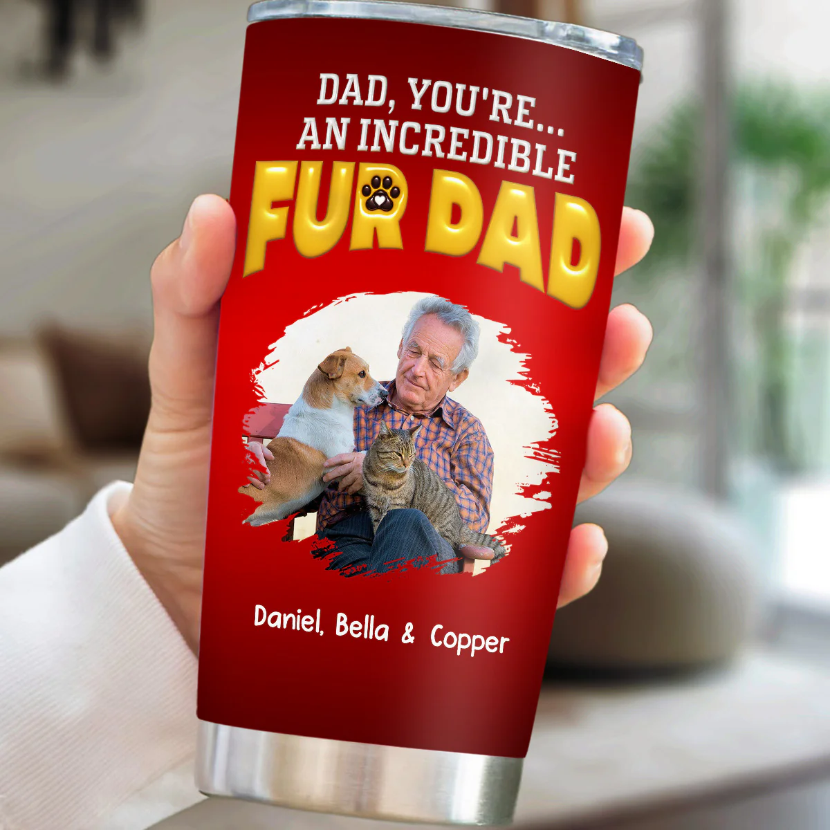 You Are An Awesome Pet Dad Ver Photo - Personalized Custom 3D Inflated Effect Tumbler - Image 2