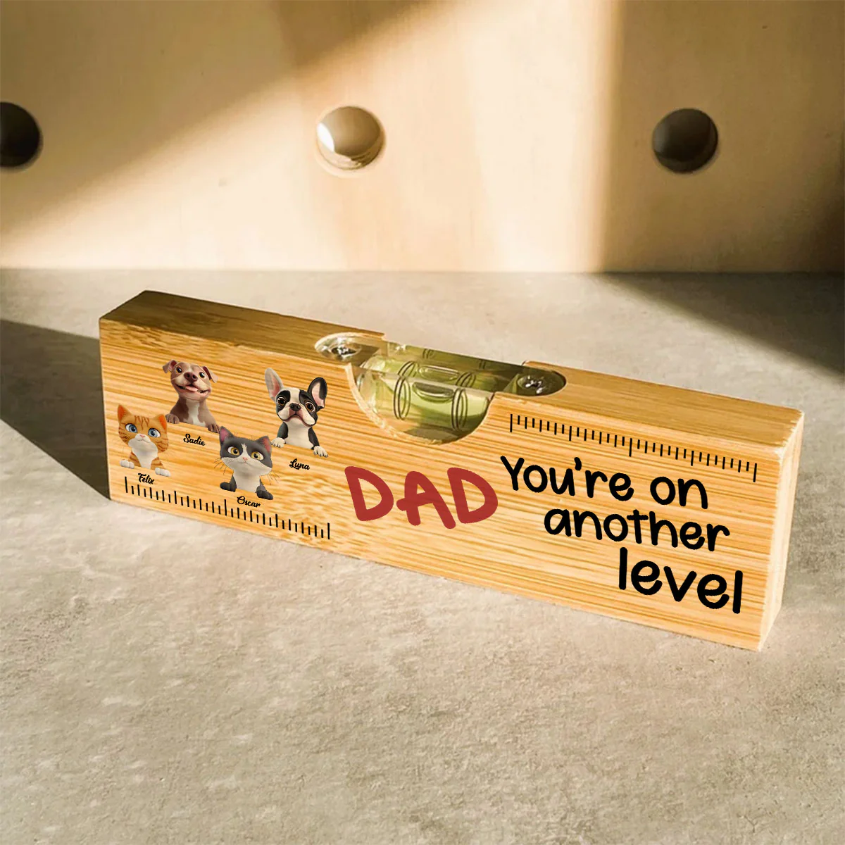 You Are On Another Level Dog Cat Dad - Personalized Custom Wooden Spirit Level Bottle Opener - Image 4