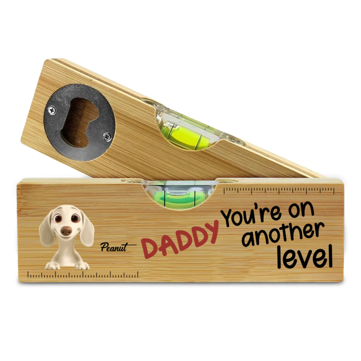 You Are On Another Level Dog Cat Dad - Personalized Custom Wooden Spirit Level Bottle Opener - Image 6