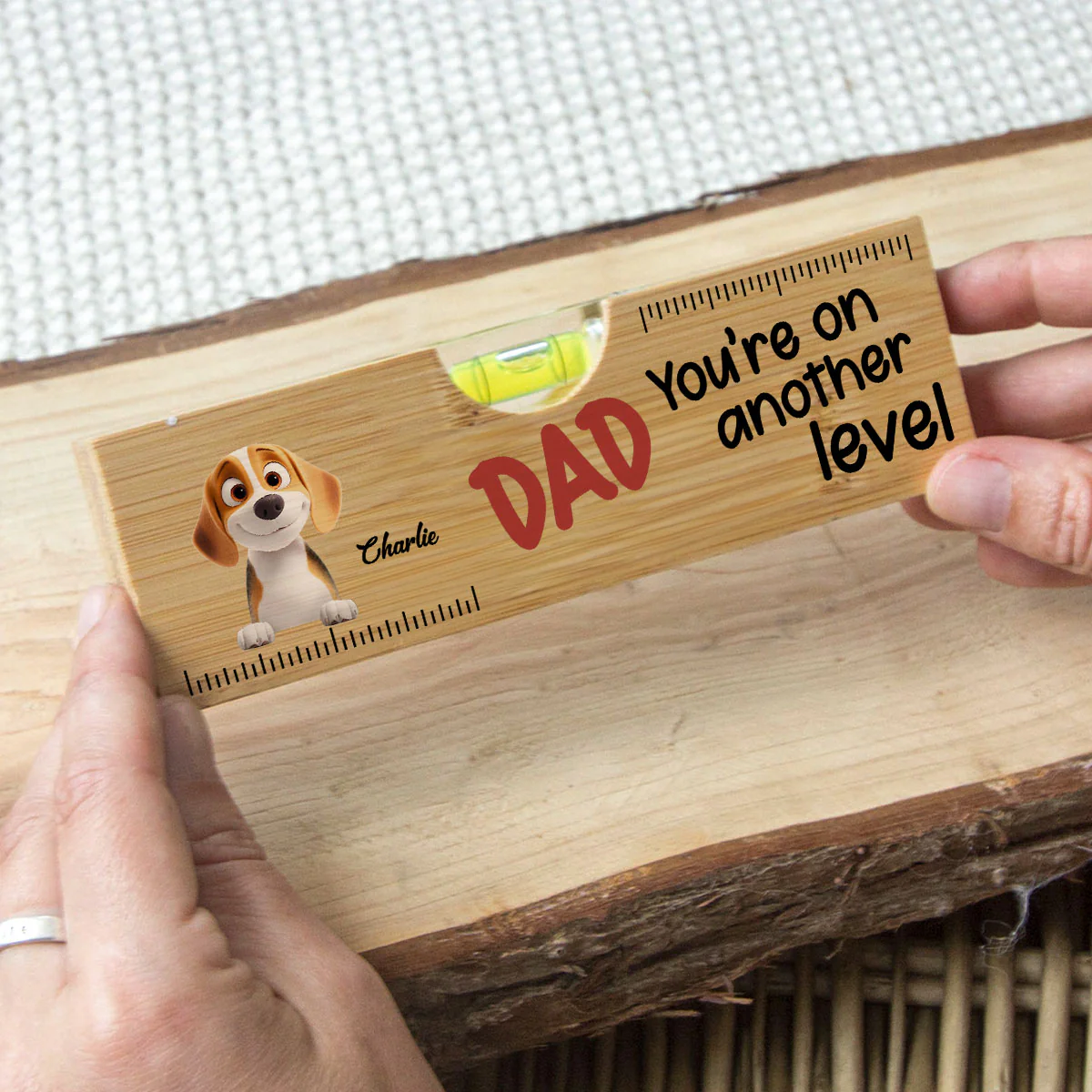 You Are On Another Level Dog Dad - Personalized Custom Wooden Spirit Level Bottle Opener - Image 2