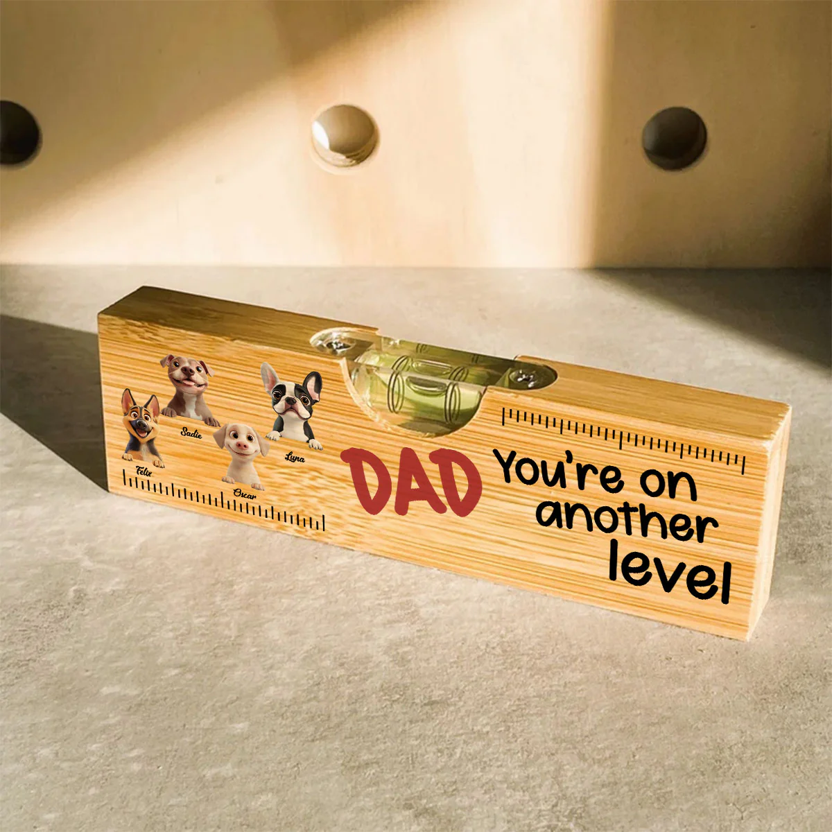 You Are On Another Level Dog Dad - Personalized Custom Wooden Spirit Level Bottle Opener - Image 4
