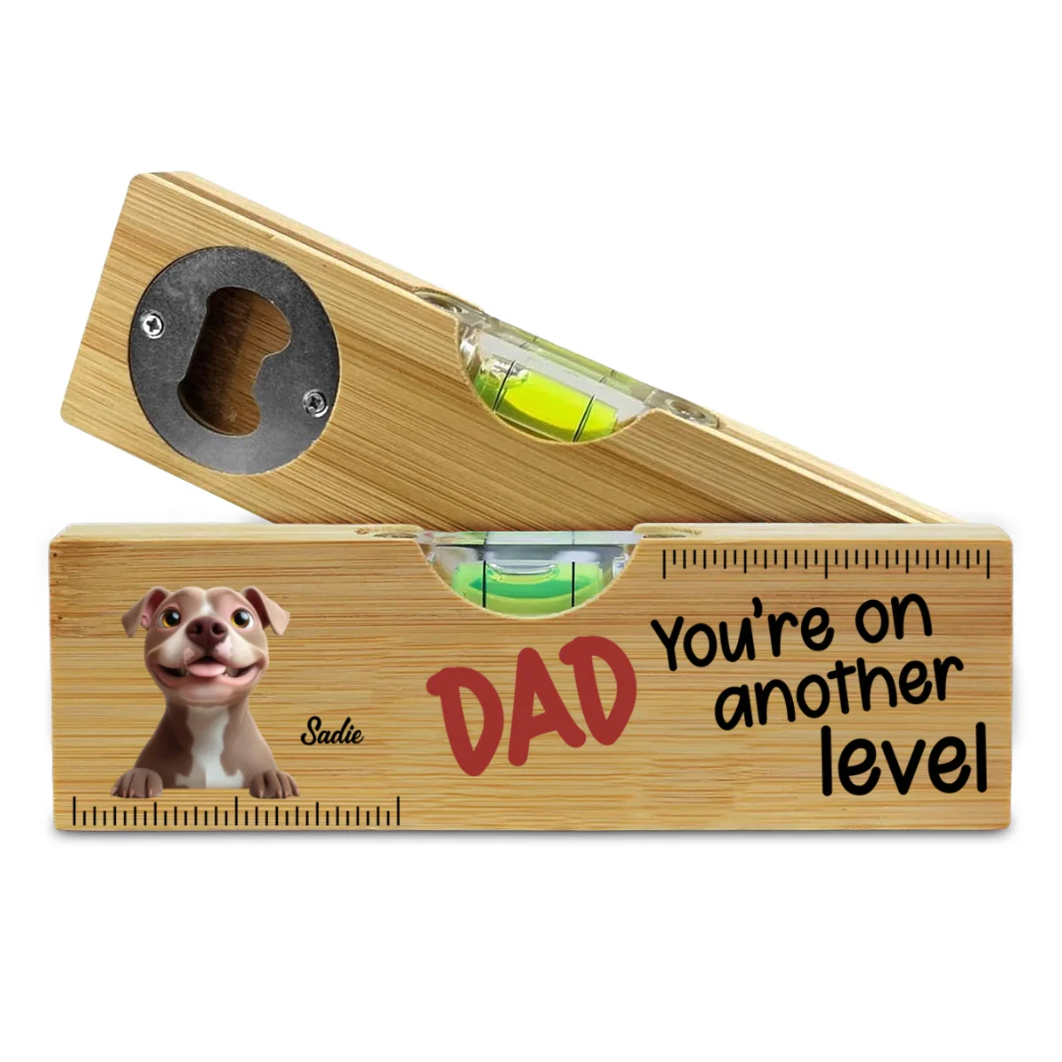 You Are On Another Level Dog Dad - Personalized Custom Wooden Spirit Level Bottle Opener - Image 6