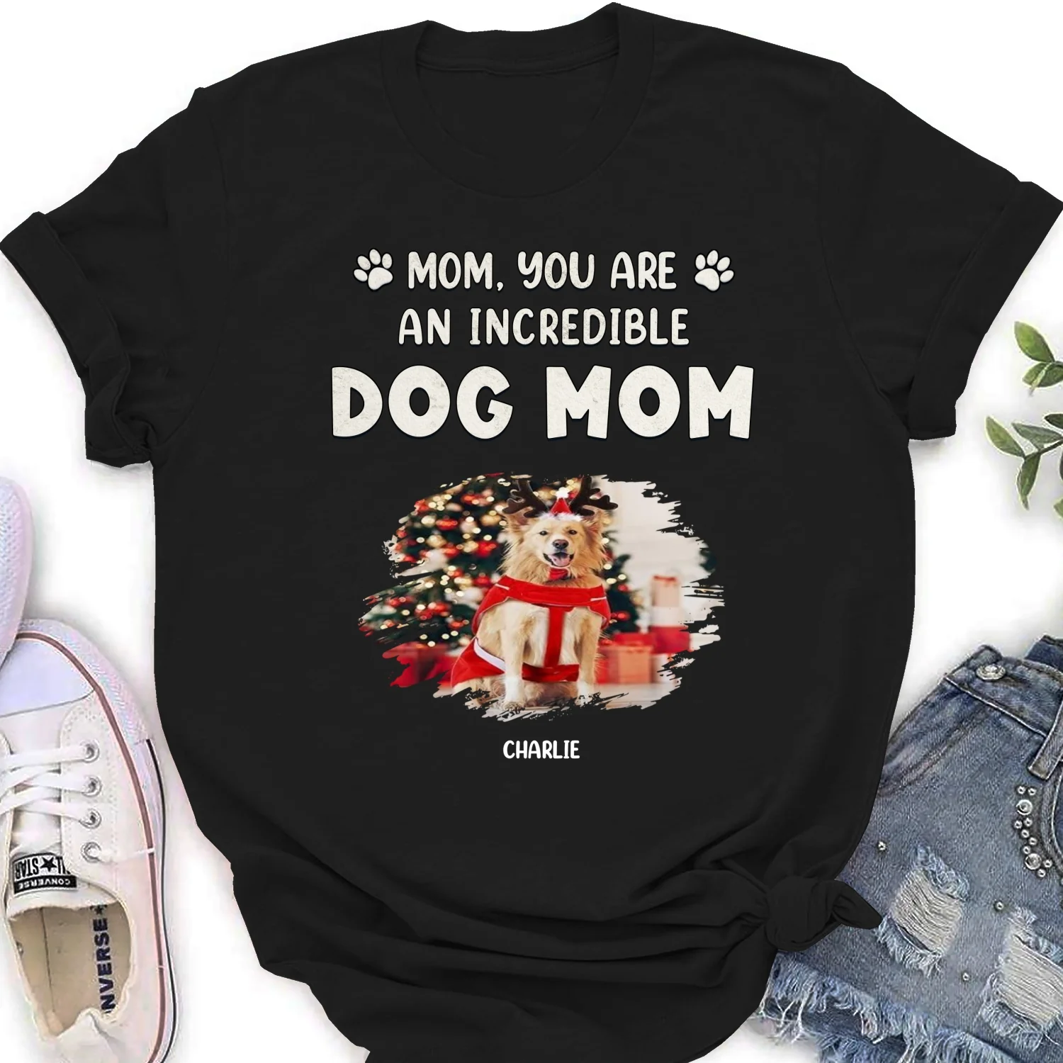You Are Pawfect Christmas Photo - Personalized Custom Women's T-Shirt - Image 2